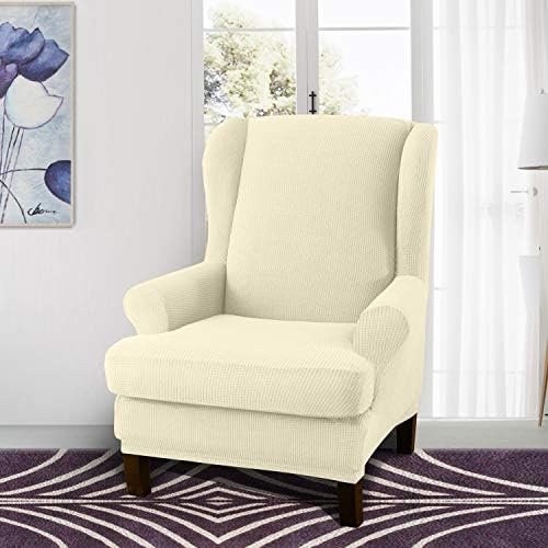 Granbest Premium Water Repellent Wingback Chair Cover 2-Piece High Stretch - Image 2