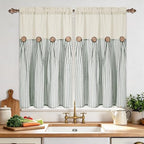 ASPMIZ Cotton Linen Kitchen Curtains 36 Inch Length, Farmhouse Rod Pocket Short - Image 2