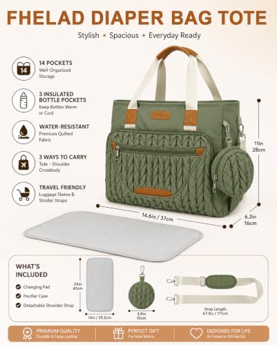 FHELAD Diaper Bag Tote for Women, Baby Diaper Bag Set - Image 4