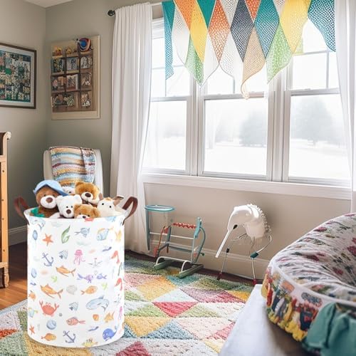 Marine animal kids waterproof foldable laundry basket, Fish Hamper, Nursery - Image 5