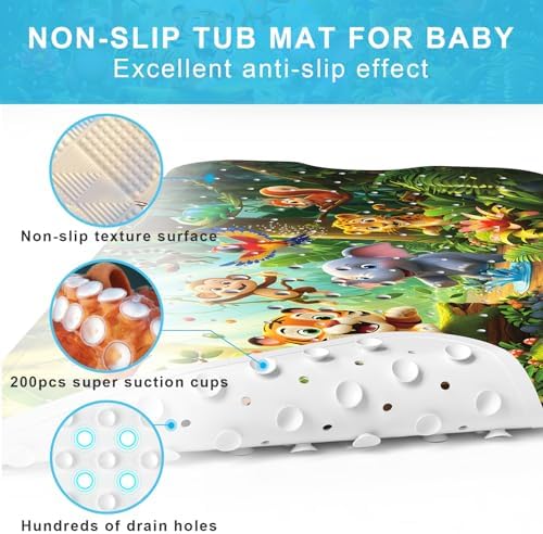 Bath Mat for Tub Non Slip Kids Bathtub Mat 40x16 Baby Bath Mat - Image 4