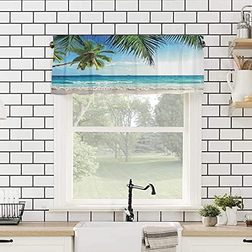 Vandarllin Valance Curtains for Kitchen Window, Palms Tree Ocean Tropical Sea - Image 4