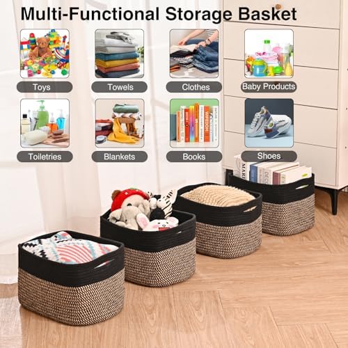 ICERZCZ Storage Baskets for Shelves Organizing, Woven Cotton Rope Baskets for - Image 4
