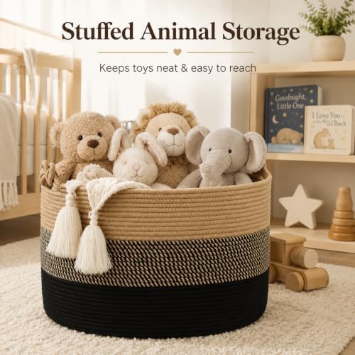 KAKAMAY Large Blanket Basket, Woven Rope Baskets - Image 3