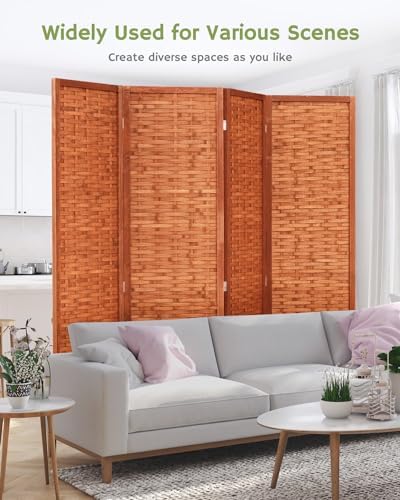 JOSTYLE Bamboo Room Divider, 4-Panel Folding Privacy Screen - Image 4