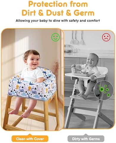 High Chair Cover Portable with 3-Point Harness, Waterproof Baby Seat Cover - Image 4