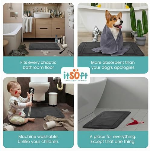ITSOFT Memory Foam Bath Mat 59x23, Non Slip, Machine Washable, Quick Dry & - Image 6
