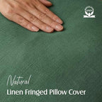 Foindtower Decorative Linen Fringe Throw Pillow Covers 24×24 Pine Green - Image 2
