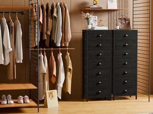Furnulem Black Bedroom Dresser, Tall Chests of Drawers - Image 2