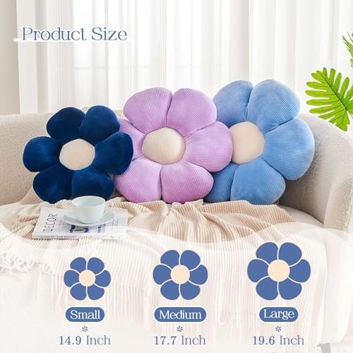 Kcvvcr Navy Flower Pillow, 19.6" Cute Flower Shaped Floor Pillow, Aesthetic - Image 2