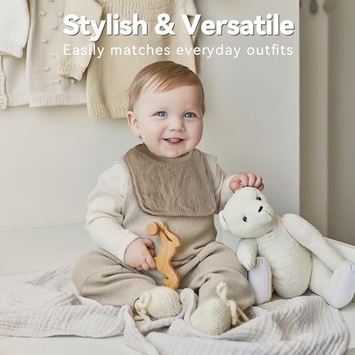 Muslin Baby Bibs for Unisex Boys Girls, Cotton Drool Bibs, Adjustable Newborn - Image 2