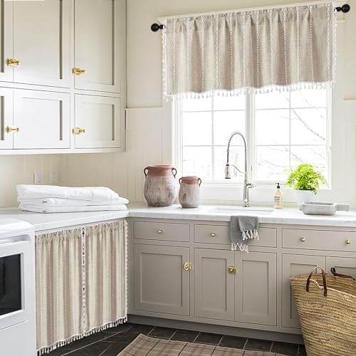 MitoVilla 2 Panels Boho Kitchen Short Curtains, Modern Farmhouse Cafe Curtains - Image 4