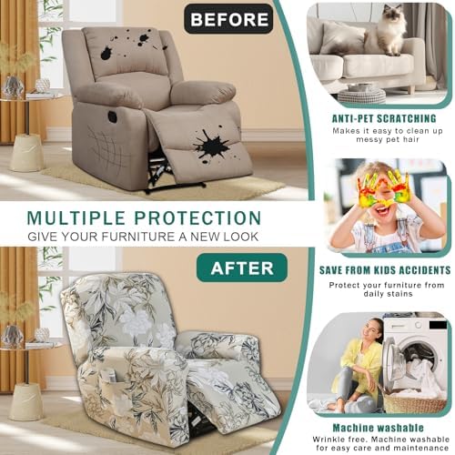 NILUOH Stretch Recliner Covers 4 Piece, Non-Slip Lazy Boy Chair Covers - Image 4