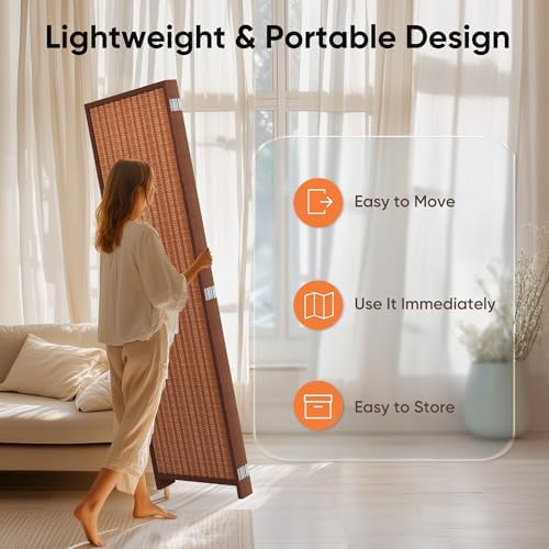 JOSTYLE 4 Panel Folding Privacy Screen 6ft Bamboo Freestanding Room Divider - Image 5