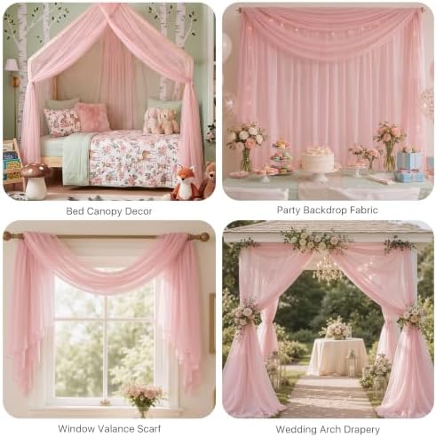 NICETOWN Baby Pink Girls Room Bed Canopy - Image 2