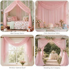 NICETOWN Baby Pink Girls Room Bed Canopy - Image 2