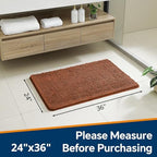 Chenille Bathroom Rug 24"x36" Rust, Non-Slip Plush Bath Mat - Image 2