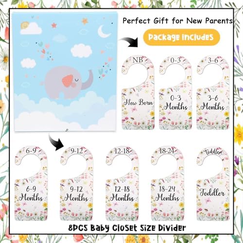 Baby Closet Dividers 8PCS, Wildflower/Floral Theme Wooden Double-Sided Clothes - Image 6