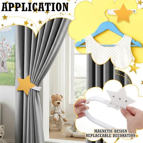 Briwooody 2 Pcs Star Curtain Tiebacks Acrylic Curtain Holdbacks - Image 2