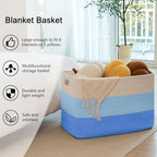 OIAHOMY 108L Extra Large Blanket Basket Dog Toy Basket Gradient Light Blue - Image 6