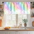 School Rainbow Curtains Valance, Boho Pastel Cartoon Cute Colorful Sky Clouds - Image 3