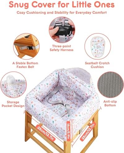 High Chair Cover Portable with 3-Point Harness, Waterproof Baby Seat Cover - Image 3