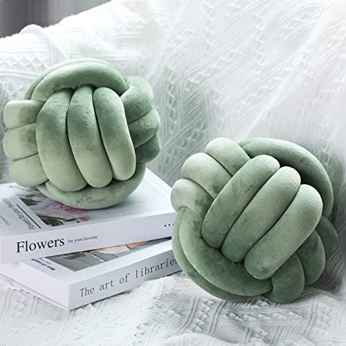 Namalu 10.6 Inches 2 Pcs Knot Pillow Decorative Throw Pillow, Dark Green by Namalu