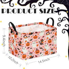Pink Halloween Storage Basket for Girls, Pumpkin Ghost Bat Spider Design - Image 7