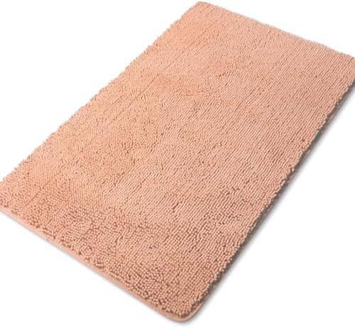 Yeaban Chenille Dusty Pink Bathroom Rug 30"x50", Non-Slip Rubber Backing by Yeaban