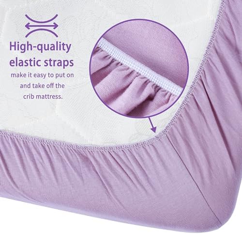 GUNTAIL Crib Sheets for Boys Girls, 100% Cotton Fitted Crib Sheet 2 Pack for - Image 5