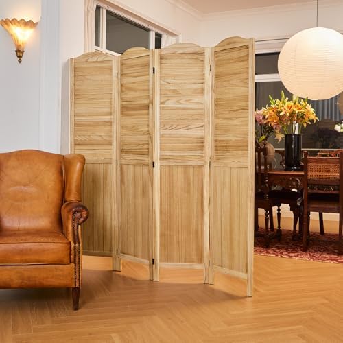 Room Dividers, 5.75Ft Individual Privacy Screens Foldable Wooden Louver & MDF - Image 2