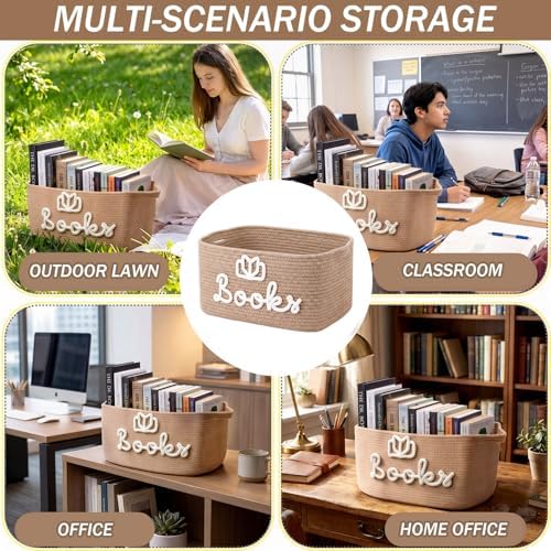 Books Lover Storage Basket Woven Cotton Rope Storage Bins Gift - Image 4