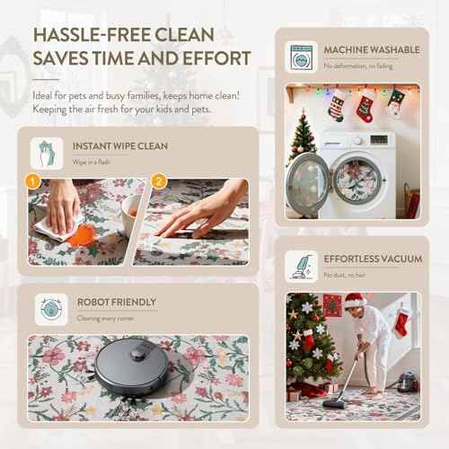 Lahome Christmas Rugs 8x10 Living Room Decor, Washable Area Rugs - Image 6