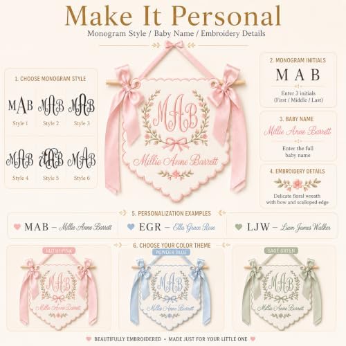 Personalized Embroidered Baby Banner Custom Baby Name Sign - Image 4