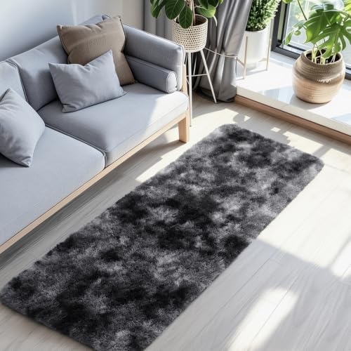 Ophanie Tie-Dyed Black & Grey Area Rugs 2x6 - Image 2
