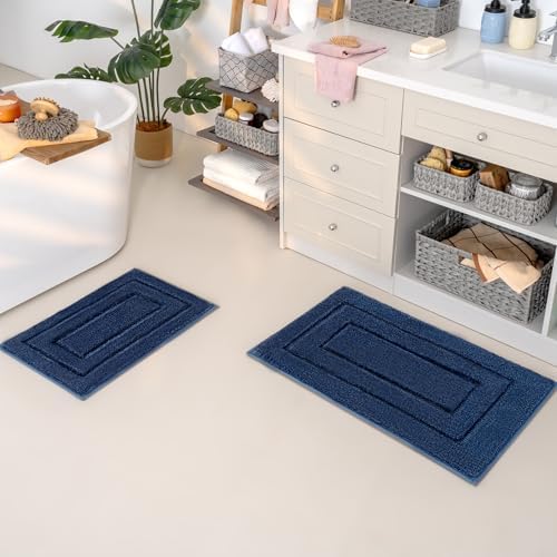 GRANNY SAYS Blue Bathroom Rugs Set 2 Piece, Non Slip Microfiber Bath Mats by GRANNYSAYS
