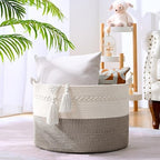 67L Large Blanket Basket, Cotton Rope Blanket Basket Living Room, Baby Laundry - Image 3