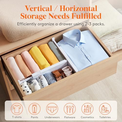 Lifewit 4" High Upgrade Drawer Divider, Adjustable Drawer Organizer Clothes - Image 5