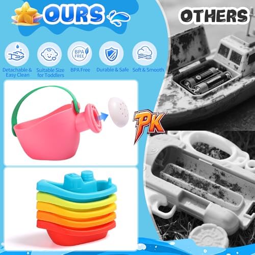 Baby Bath Toys for Kids Ages 1-3 8PCS Toddler Bath Toys Mold Free and 1PCS Toy - Image 3