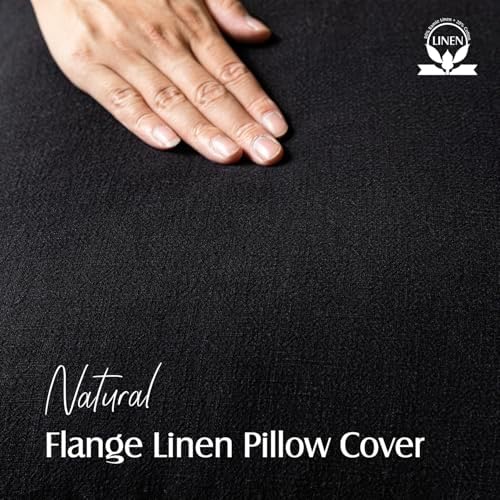 Foindtower Linen Solid Decorative Throw Pillow Covers 16x16 Inch Black - Image 2