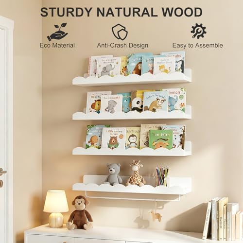 Fixwal Nursery Shelves, 24 Inch Floating Bookshelves - Image 4