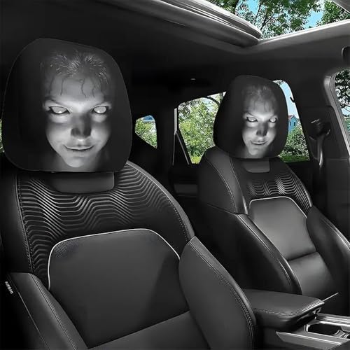 2pcs Headrest Covers for Cars, Ghost Face Headrest Covers, Scary Face Printing - Image 3