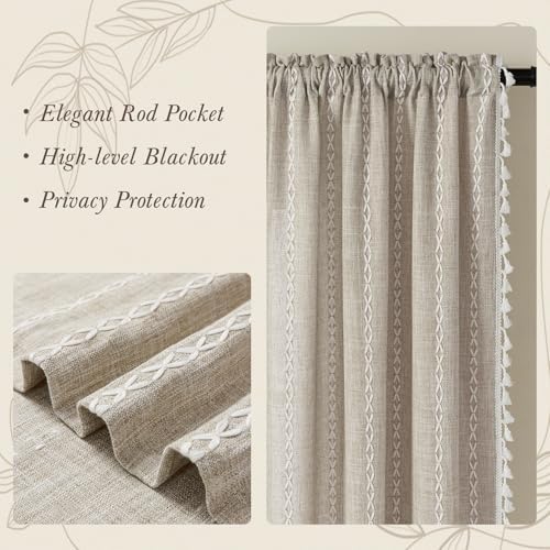 MitoVilla 2 Panels Boho Kitchen Short Curtains, Modern Farmhouse Cafe Curtains - Image 6