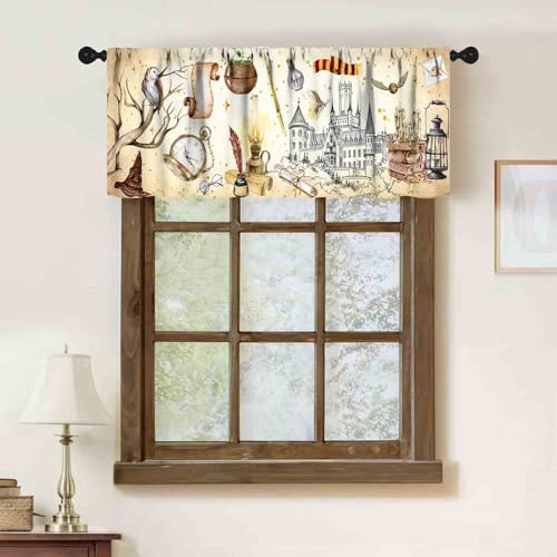 Witchy Magic Valance for Kids Room, Gothic Magical Vintage Castle Bookshelf - Image 2