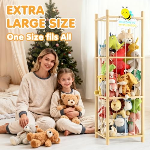 Stuffed Animal Storage Zoo Organizer Natural Pine Plushies Storage - Image 6