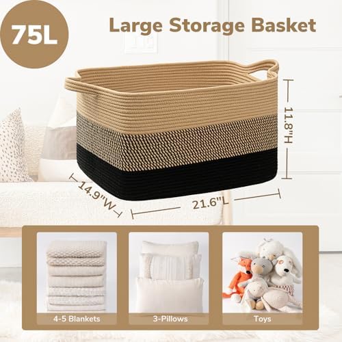 Goodpick Large Woven Blanket Basket - Image 3