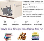 13 Inch Animal Cube Storage Bins, Foldable Fabric Kids Toy Box & Toy Chest - Image 3