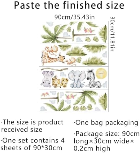 56.29 x 44.88 Inch Watercolor Animal Wall Decals Jungle Animal Stickers Tiger - Image 5