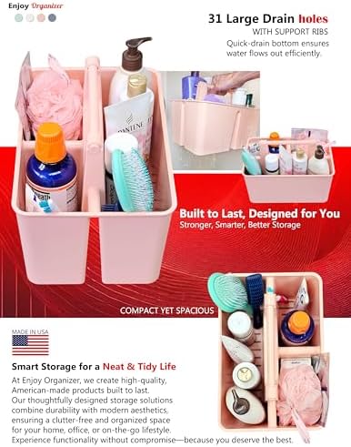 Shower Caddy Organizer with Handle, 3 Compartments, Portable Storage Bin - Image 5
