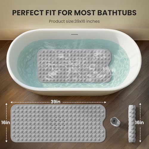 Non-Slip Bath Tub Mat, 39x16 Inch Extra Large Shower Mat - Image 3